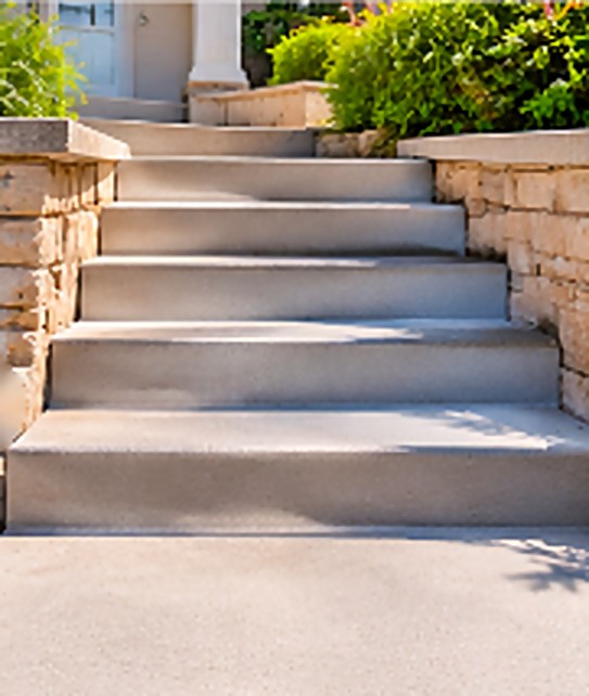 After: Same entry steps after leveling, with even, solid treads