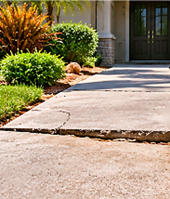 Before: Front walkway with a sunken slab and a lifted edge