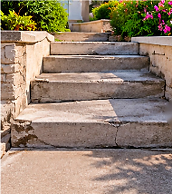Before: Entry steps with cracked, settled treads
